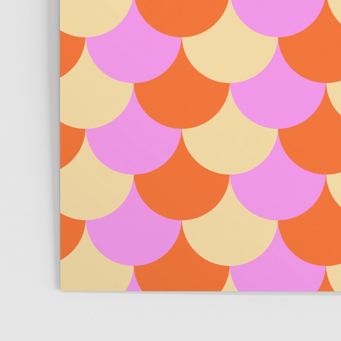 Scale Pattern / Art-deco - Pink, Orange, Cream Poster Gallery Image 3