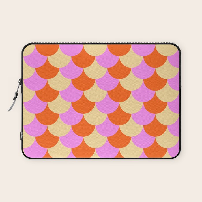 Scale Pattern / Art-deco - Pink, Orange, Cream Laptop Sleeve Gallery Image 1