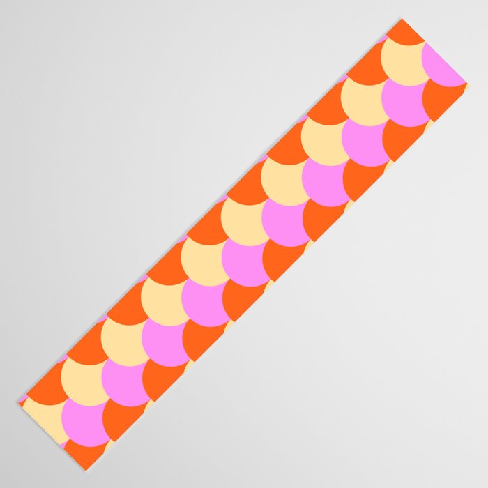 Scale Pattern / Art-deco - Pink, Orange, Cream Table Runner Gallery Image 3