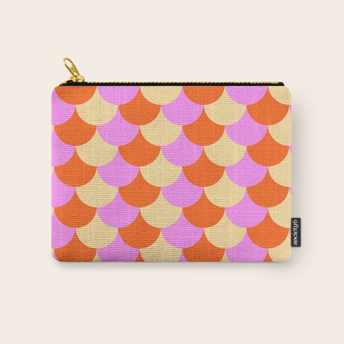 Scale Pattern / Art-deco - Pink, Orange, Cream Carry All Pouch Gallery Image 1