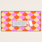 Scale Pattern / Art-deco - Pink, Orange, Cream Desk Mat Gallery Image 1