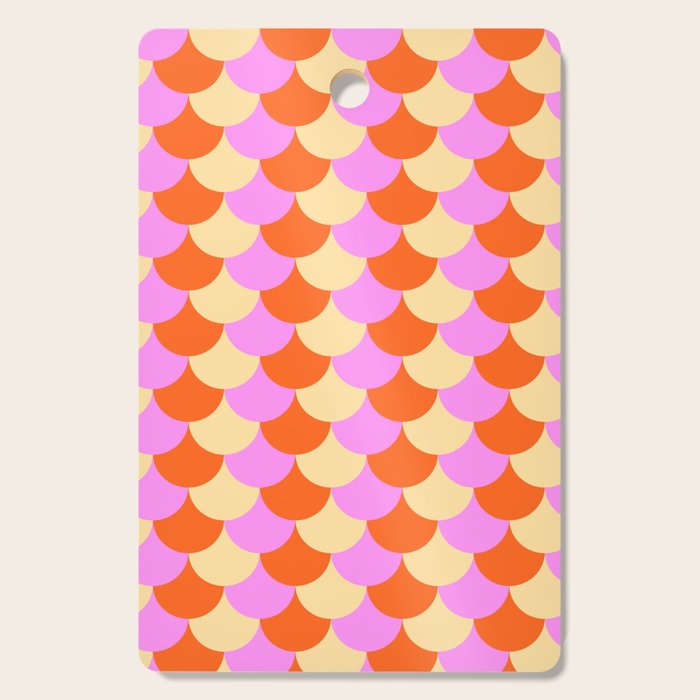Scale Pattern / Art-deco - Pink, Orange, Cream Cutting Board Gallery Image 1