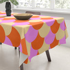 Scale Pattern / Art-deco - Pink, Orange, Cream Tablecloth Gallery Image 3