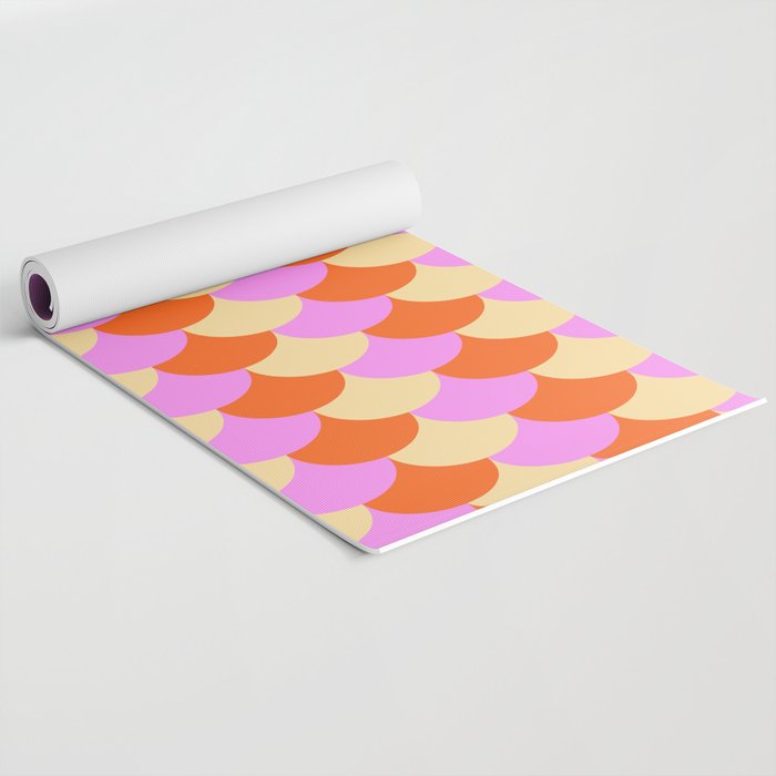 Scale Pattern / Art-deco - Pink, Orange, Cream Yoga Mat Gallery Image 2