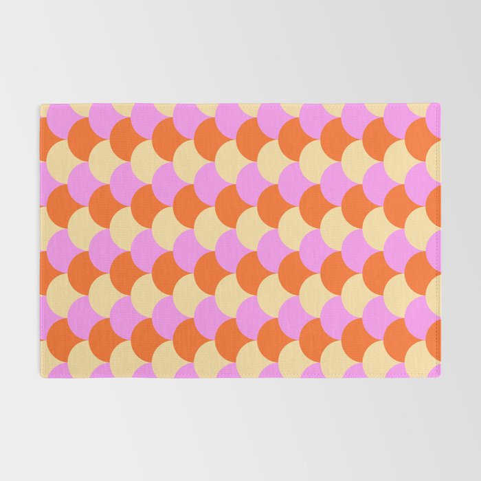 Scale Pattern / Art-deco - Pink, Orange, Cream Rug Gallery Image 2