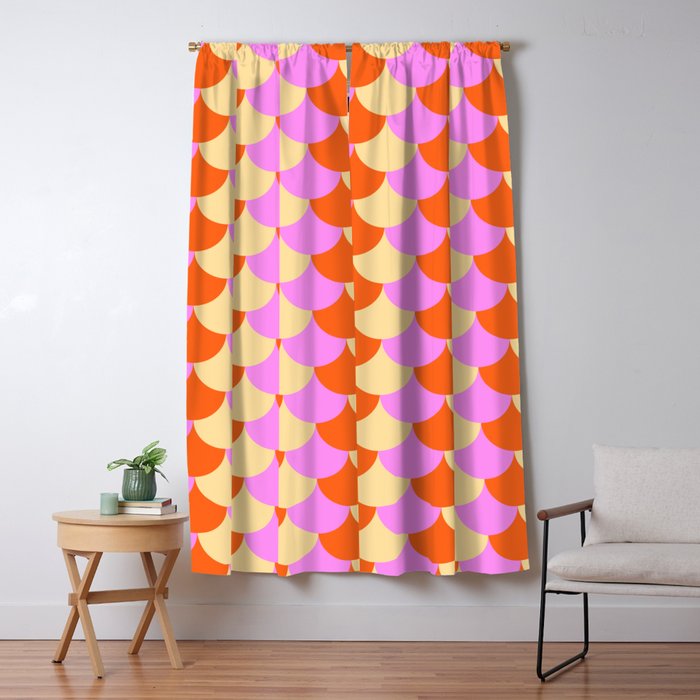 Scale Pattern / Art-deco - Pink, Orange, Cream Window Curtain Gallery Image 1