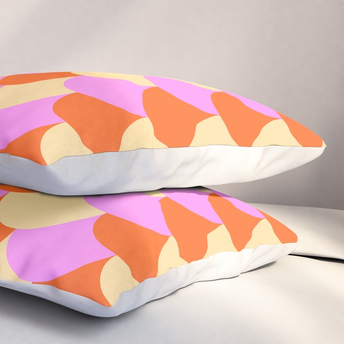 Scale Pattern / Art-deco - Pink, Orange, Cream Pillow Sham Gallery Image 3