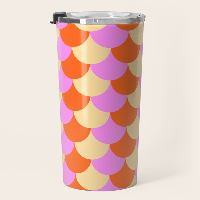 Scale Pattern / Art-deco - Pink, Orange, Cream Travel Mug Gallery Image 3