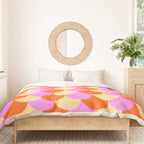 Scale Pattern / Art-deco - Pink, Orange, Cream Duvet Cover Gallery Image 3