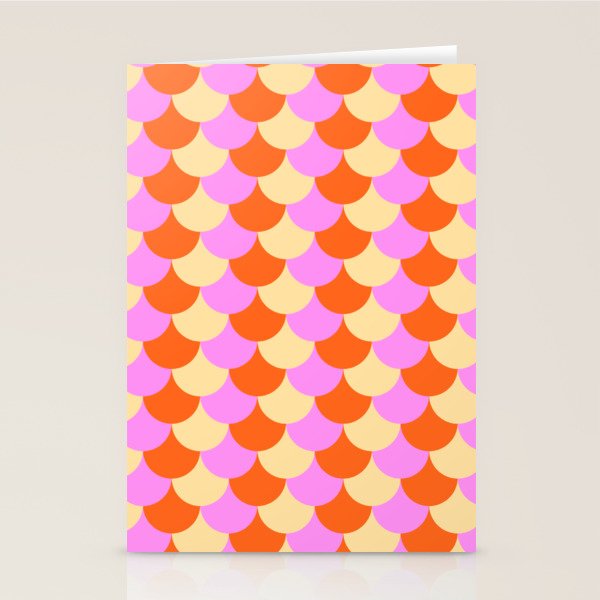 Scale Pattern / Art-deco - Pink, Orange, Cream Stationery Card Gallery Image 2