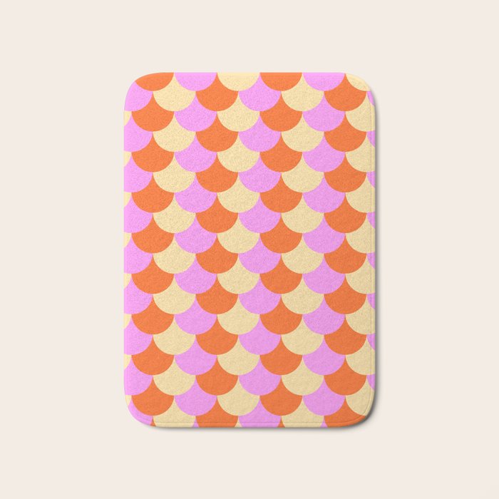 Scale Pattern / Art-deco - Pink, Orange, Cream Bath Mat Gallery Image 1