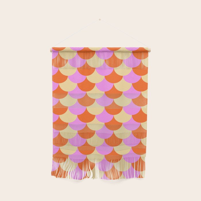 Scale Pattern / Art-deco - Pink, Orange, Cream Wall Hanging Gallery Image 1