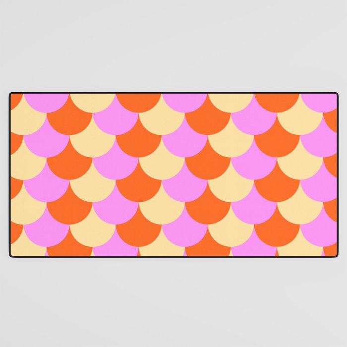 Scale Pattern / Art-deco - Pink, Orange, Cream Desk Mat Gallery Image 3