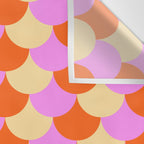 Scale Pattern / Art-deco - Pink, Orange, Cream Wall Tapestry Gallery Image 3
