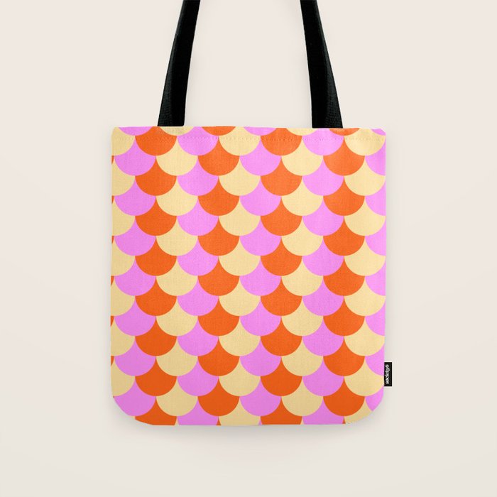 Scale Pattern / Art-deco - Pink, Orange, Cream Tote Bag Gallery Image 1