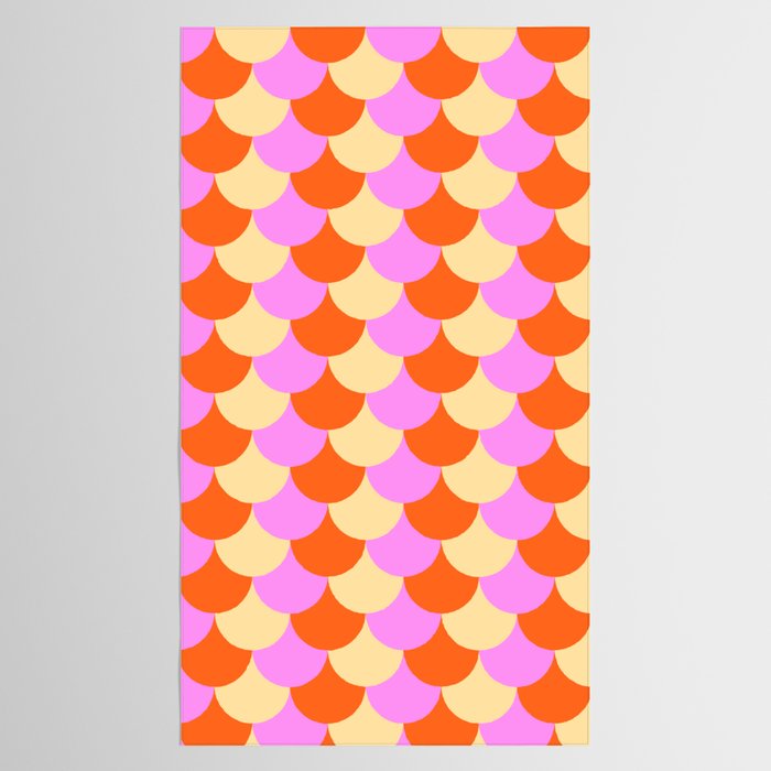 Scale Pattern / Art-deco - Pink, Orange, Cream Tablecloth Gallery Image 2