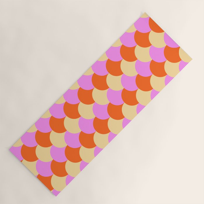 Scale Pattern / Art-deco - Pink, Orange, Cream Yoga Mat Gallery Image 1