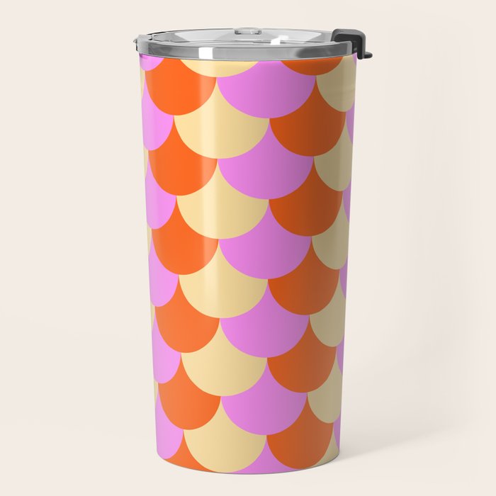 Scale Pattern / Art-deco - Pink, Orange, Cream Travel Mug Gallery Image 2