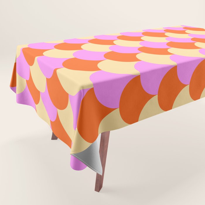 Scale Pattern / Art-deco - Pink, Orange, Cream Tablecloth Gallery Image 1