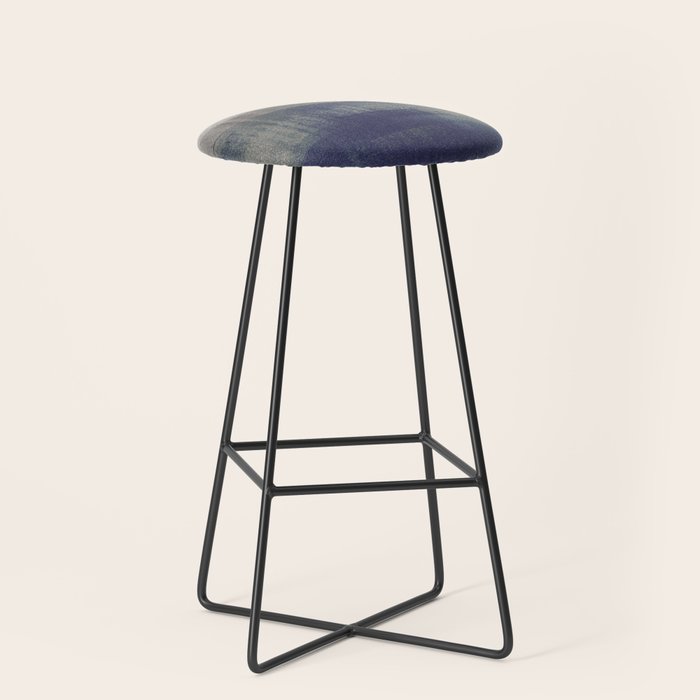 Navy Blue and Grey Minimalist Abstract Landscape Stool Gallery Image 1