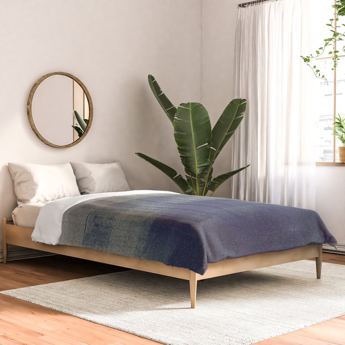 Navy Blue and Grey Minimalist Abstract Landscape Comforter Gallery Image 2