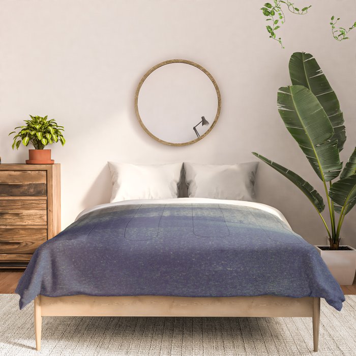 Navy Blue and Grey Minimalist Abstract Landscape Comforter Gallery Image 3