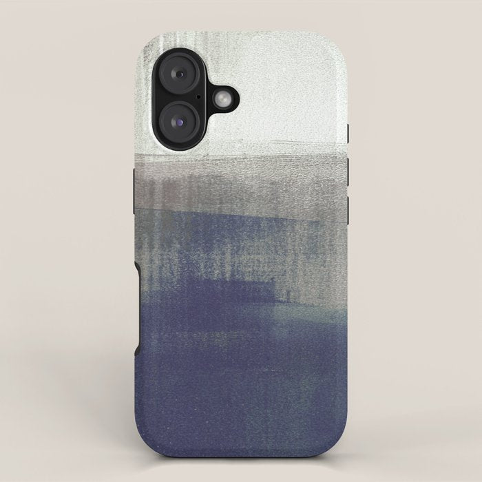 Navy Blue and Grey Minimalist Abstract Landscape iPhone Case Gallery Image 1