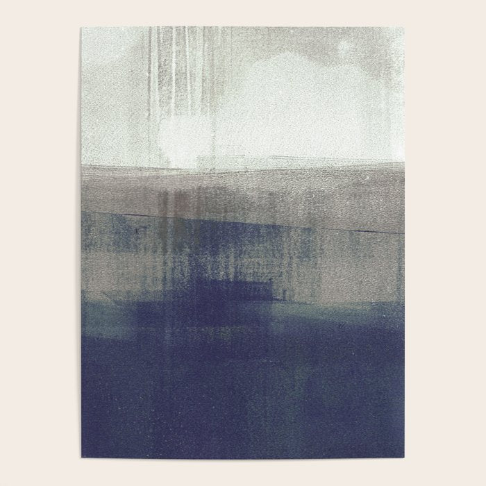 Navy Blue and Grey Minimalist Abstract Landscape Poster Gallery Image 4