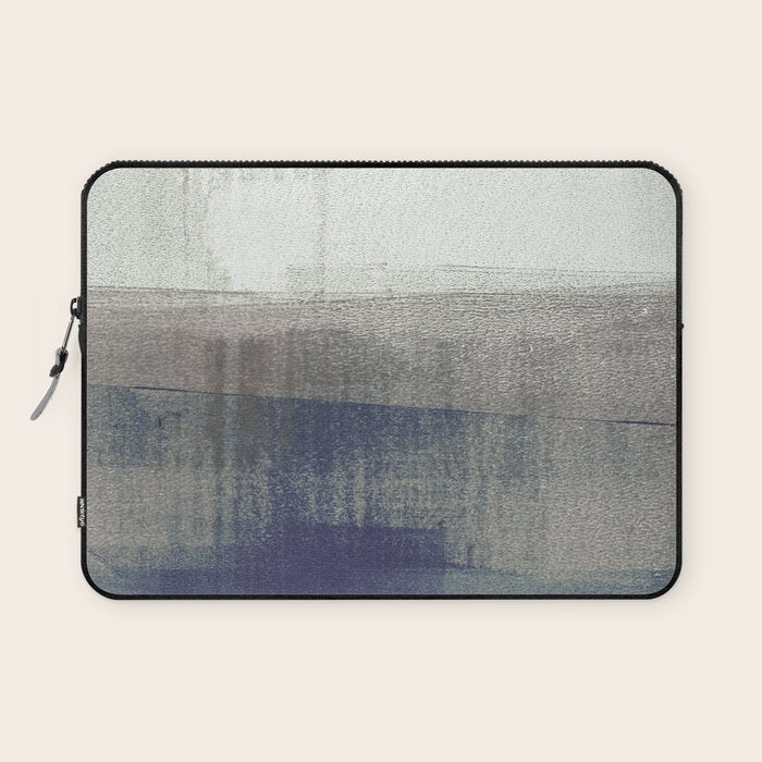 Navy Blue and Grey Minimalist Abstract Landscape Laptop Sleeve Gallery Image 1