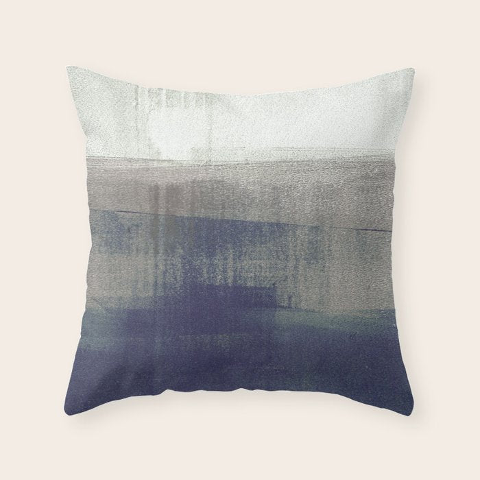 Navy Blue and Grey Minimalist Abstract Landscape Throw Pillow Gallery Image 6