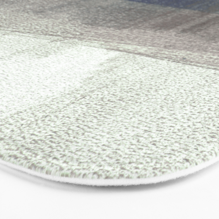 Navy Blue and Grey Minimalist Abstract Landscape Bath Mat Gallery Image 3
