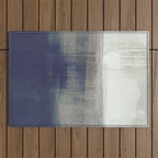 Navy Blue and Grey Minimalist Abstract Landscape Outdoor Rug Gallery Image 1