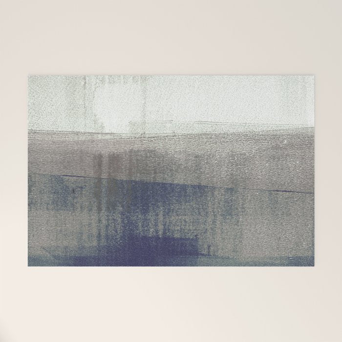 Navy Blue and Grey Minimalist Abstract Landscape Welcome Mat Gallery Image 1