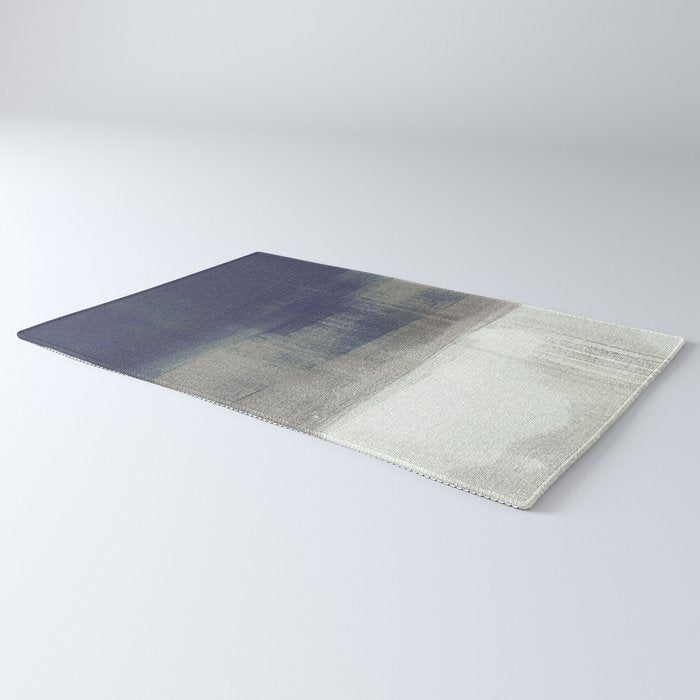 Navy Blue and Grey Minimalist Abstract Landscape Rug Gallery Image 3