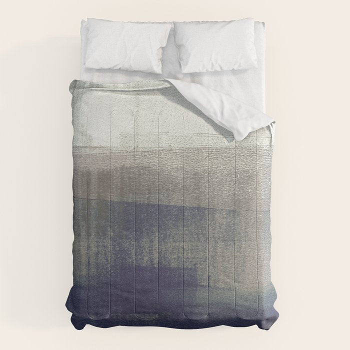 Navy Blue and Grey Minimalist Abstract Landscape Comforter Gallery Image 6