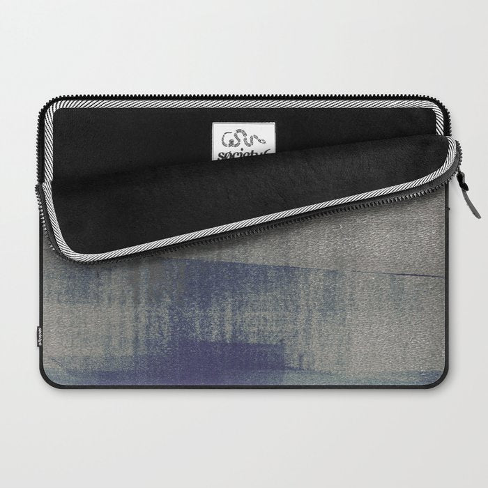 Navy Blue and Grey Minimalist Abstract Landscape Laptop Sleeve Gallery Image 2