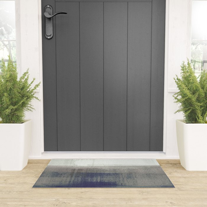 Navy Blue and Grey Minimalist Abstract Landscape Welcome Mat Gallery Image 3