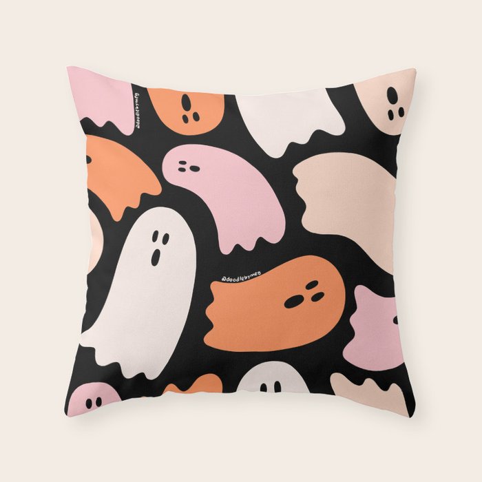 Ghost Print in Black Throw Pillow Gallery Image 1