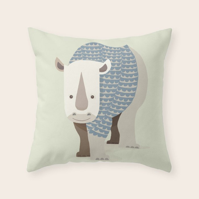 Whimsical Rhinoceros Throw Pillow Gallery Image 6