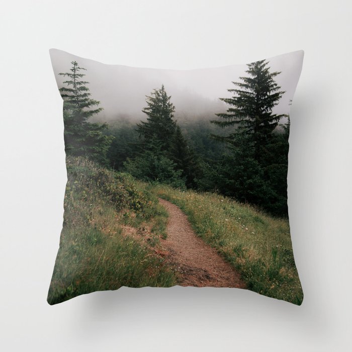 Moody Forest Path Throw Pillow Gallery Image 1