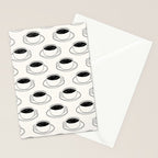 Black and white coffee drink mug doodle pattern Stationery Card Gallery Image 2