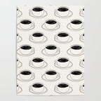 Black and white coffee drink mug doodle pattern Poster Gallery Image 4