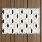 Black and white coffee drink mug doodle pattern Outdoor Rug Gallery Image 1