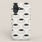 Black and white coffee drink mug doodle pattern iPhone Case Gallery Image 1