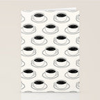 Black and white coffee drink mug doodle pattern Stationery Card Gallery Image 2