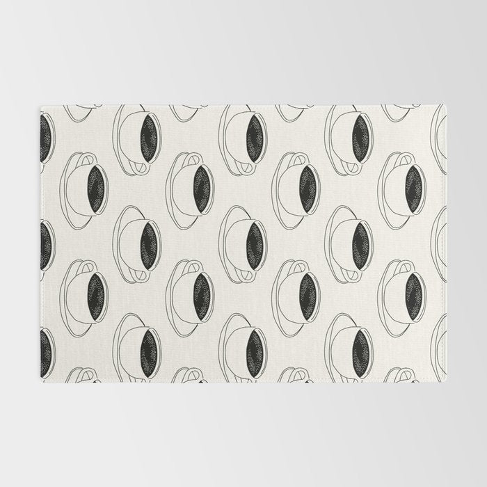Black and white coffee drink mug doodle pattern Rug Gallery Image 2