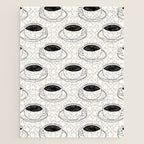 Black and white coffee drink mug doodle pattern Jigsaw Puzzle Gallery Image 1