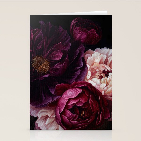 Nostalgic Lush Baroque Night Flowers Stationery Card Gallery Image 2