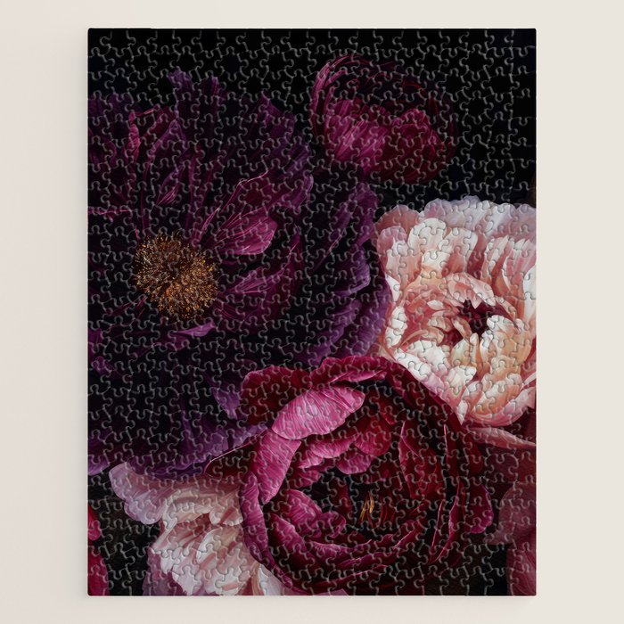 Nostalgic Lush Baroque Night Flowers Jigsaw Puzzle Gallery Image 1