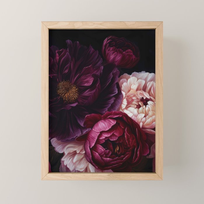 Nostalgic Lush Baroque Night Flowers Mini Art Print Gallery Image 1